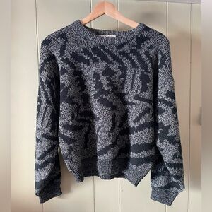 Cozy Vintage 80s 90s Knit Gray Black Le Tigre Animal Print Sweater